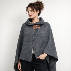 Lauren Ralph Lauren Herringbone Wool Blend Cape One Size OSFM LRL